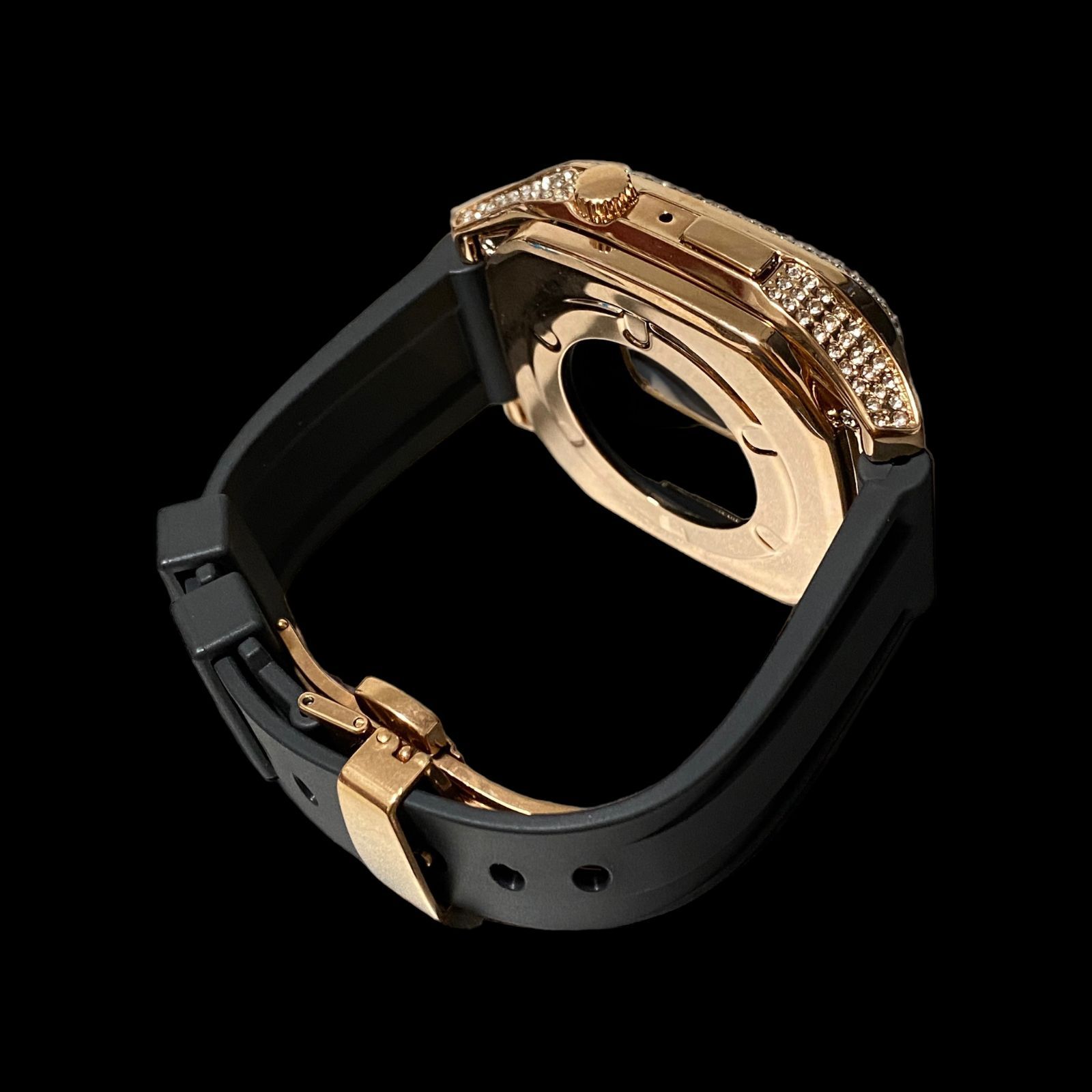 RB☆applewatchバンド ステンレス カバー キラキラ ラバーベルト