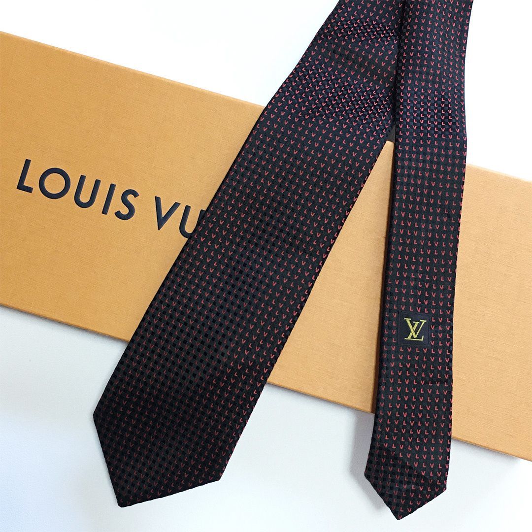 美品 ルイヴィトン Louis Vuitton ネクタイ シルク100% ブラック