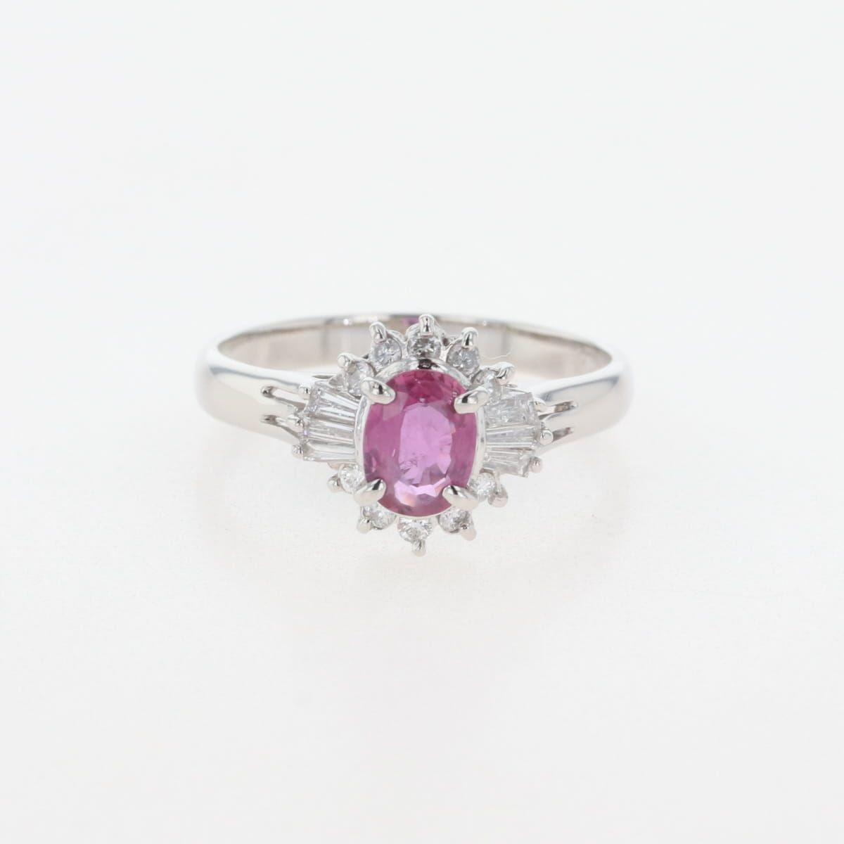 ルビー デザインリング プラチナ 指輪 メレダイヤ リング 11.5号 Pt850 ルビー ダイヤモンド レディース