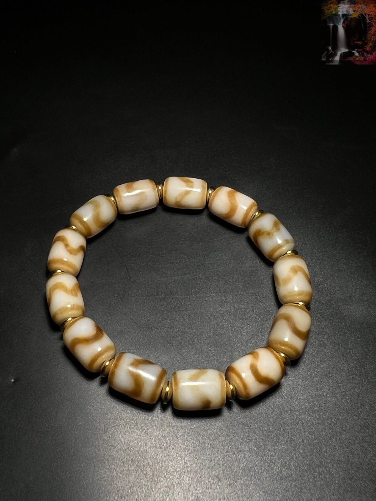 旧家蔵出し 瑪瑙細密彫 自然風化紋 虎牙天珠 根付 手串 裝身