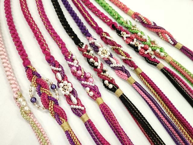 平和屋着物●和装小物 振袖用飾り付き帯締め１０本セット パール 花 金糸 CAAX8204ju