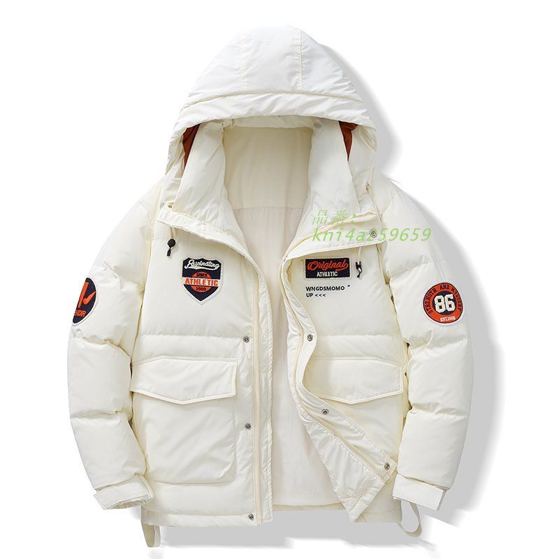 ダウンジャケット メンズ 暖かい 大きい ミリタリー系 ワッペン付き 保温 フード付き 防風 防寒対策 モッズコート 作業 ワーク 大きめポケット アウトドア kni4a259659