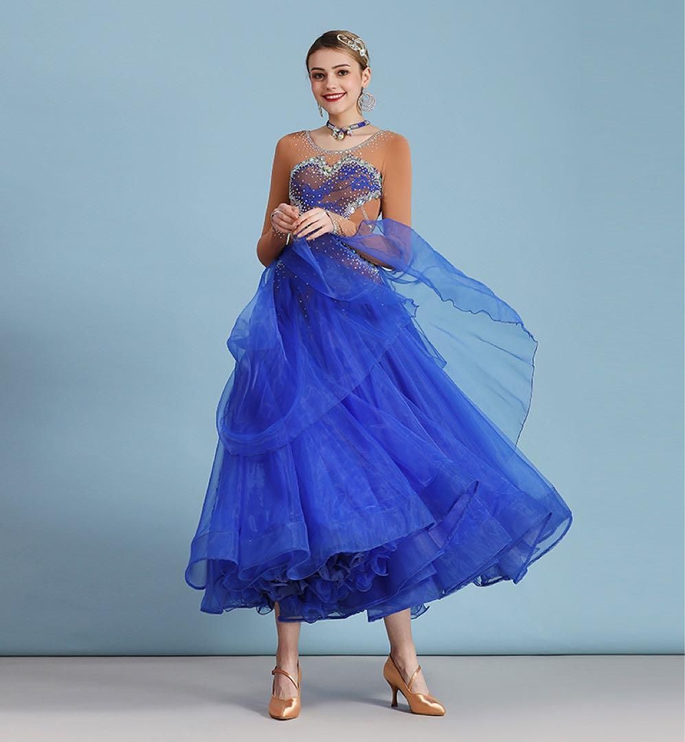 スタンダードドレス??競技会 発表会 練習着 胸パット付 スタンダード