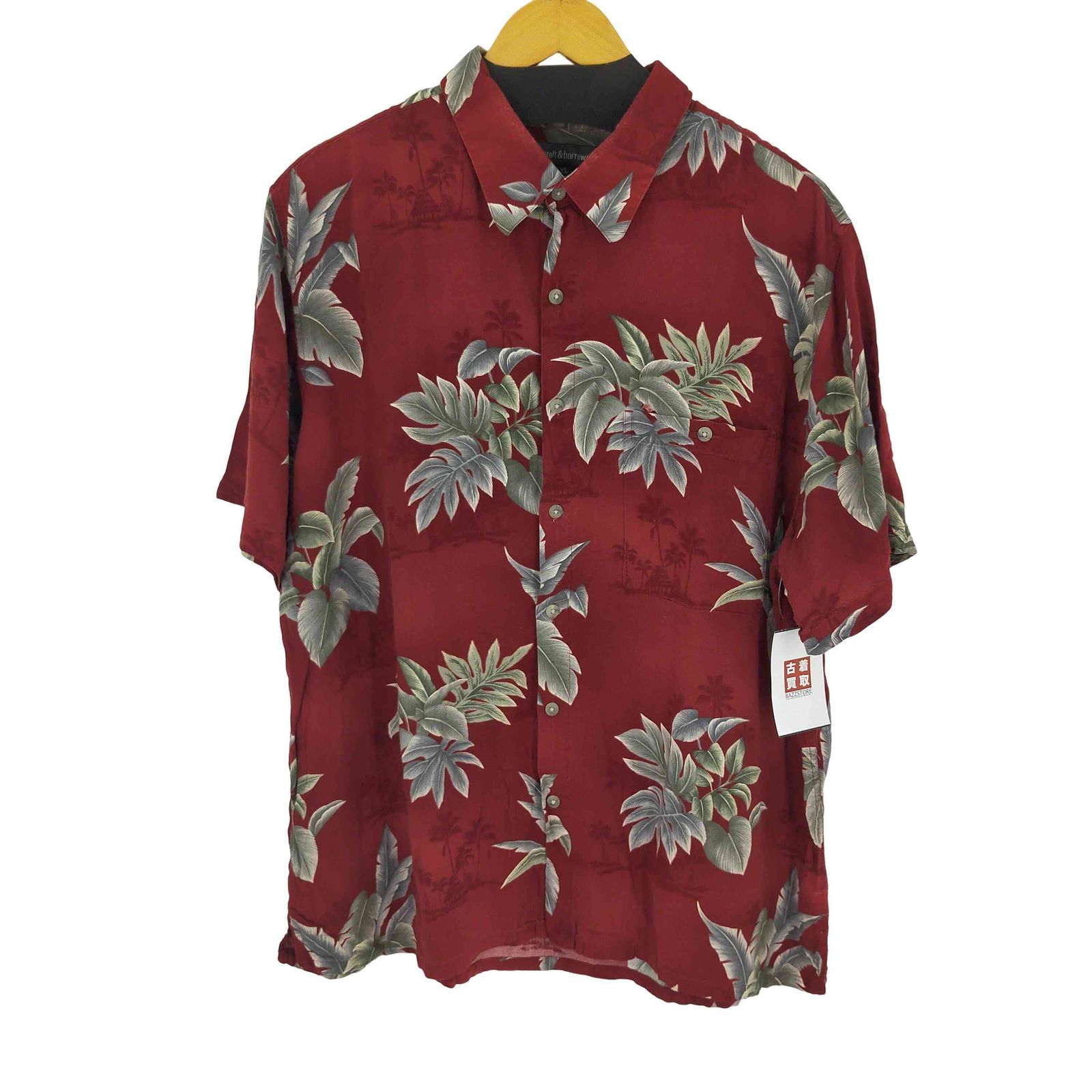 クラフトアンドバロー Croft＆Barrow リーフ柄 レーヨンシャツ S/S メンズ JPN：XL 