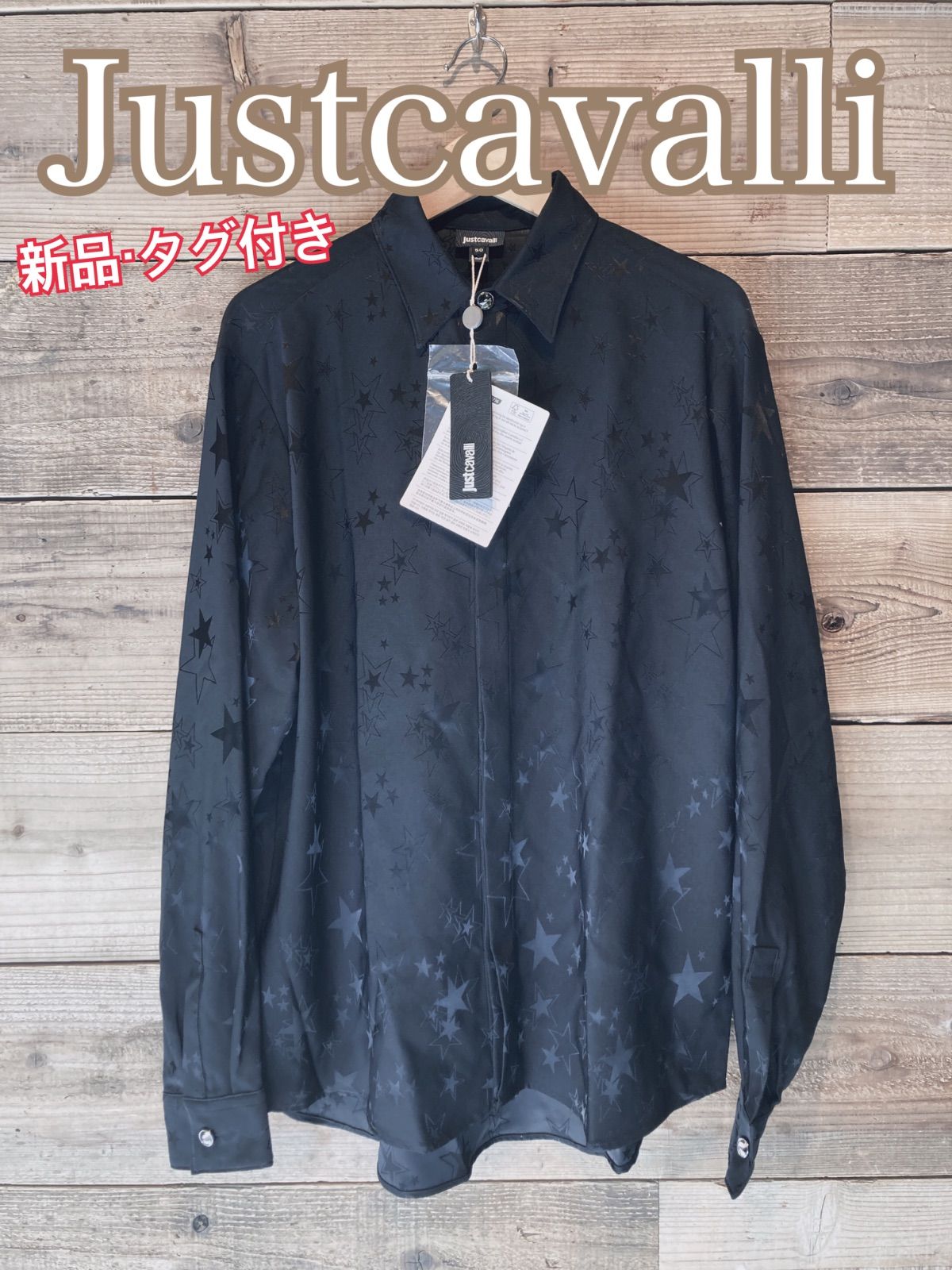 250231 【新品】Just Cavalli メンズ シャツ ブラック LL