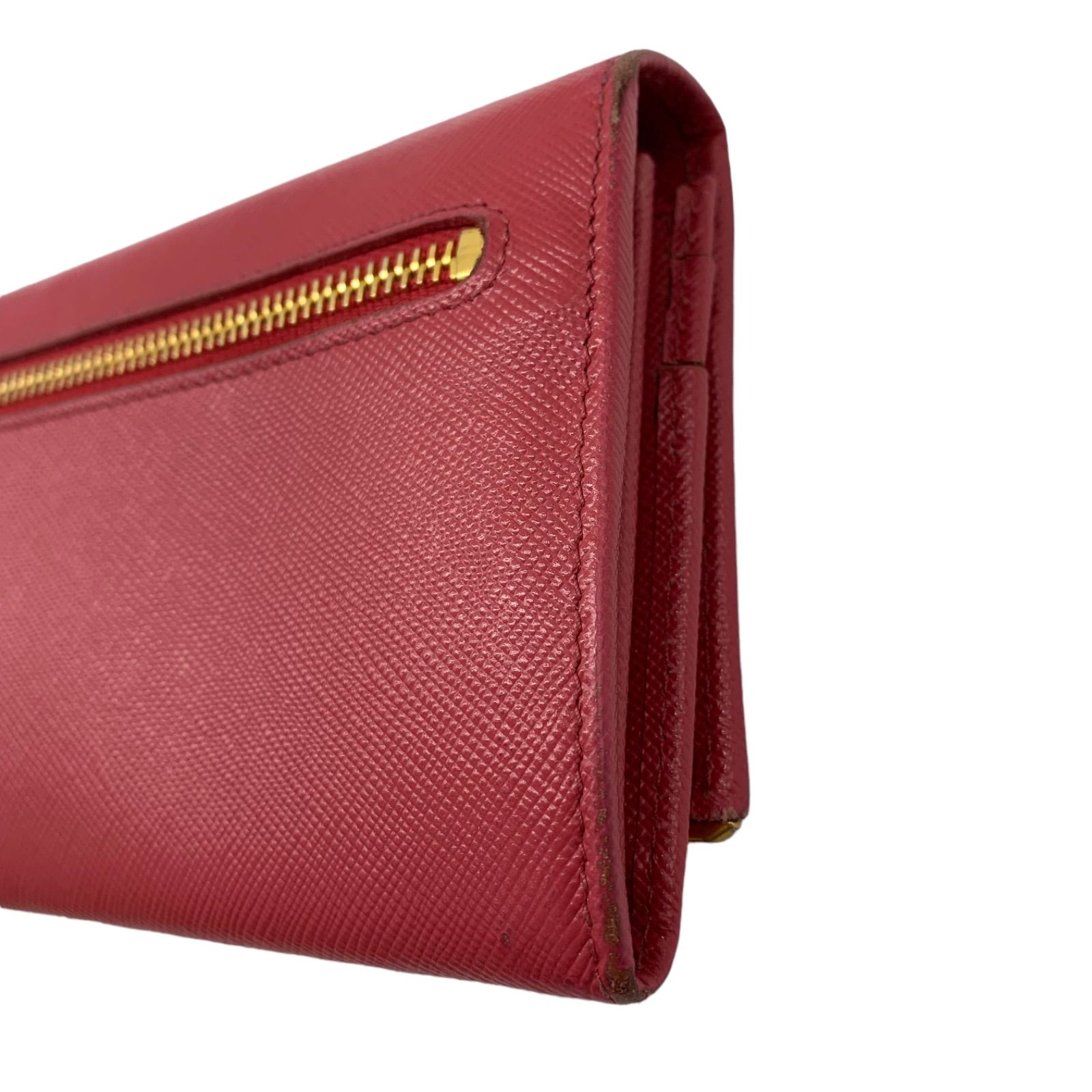♪1147 PRADA プラダ 長財布 サフィアーノピンク ゴールド金具 PINK