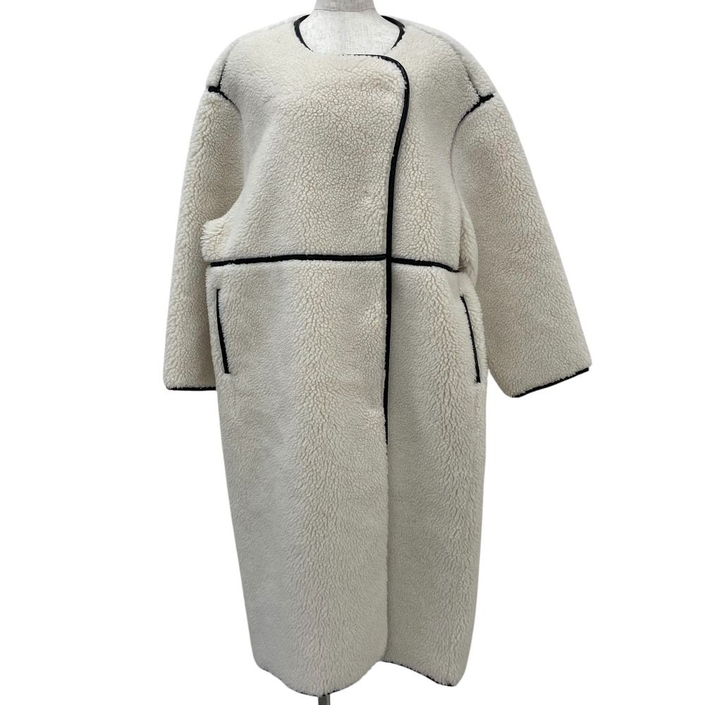 トリミングロングボアコート 配色トリミングボアコートallureville