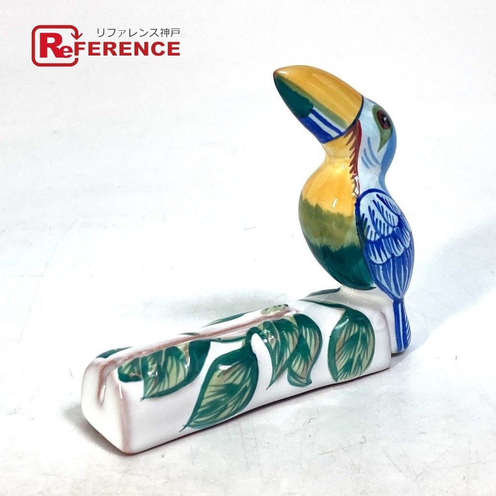 HERMES　エルメス　ツゥカン　カードスタンド　バード　インテリア　オブジェ エルメス インテリア オブジェ 鳥 カードスタンド 雑貨 陶器 グリーン