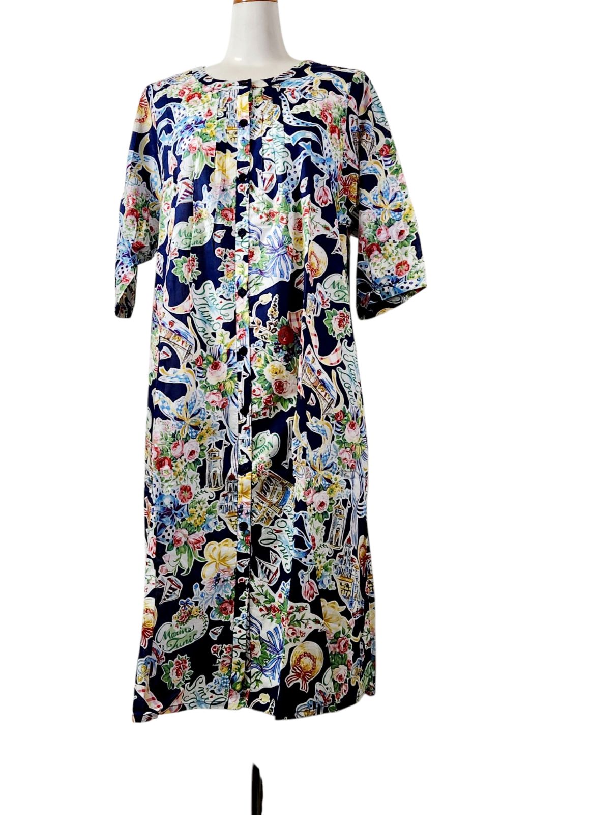 春物入荷！！ 鴨居羊子 TUNIC 5分袖半開ワンピース 80ローン