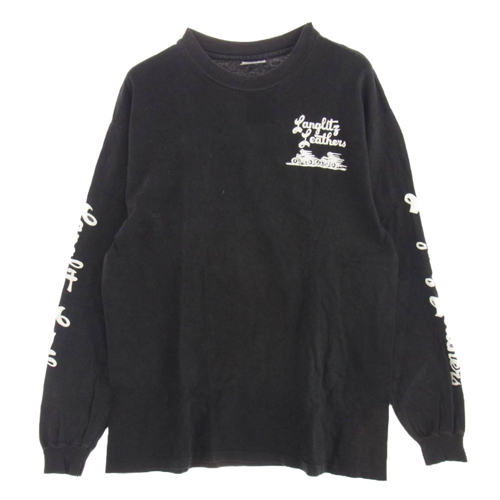 LANGLITZ LEATHERS ラングリッツレザーズ PRINT TEE LS プリント 長袖 Tシャツ 黒系 ブラック系 L【中古】