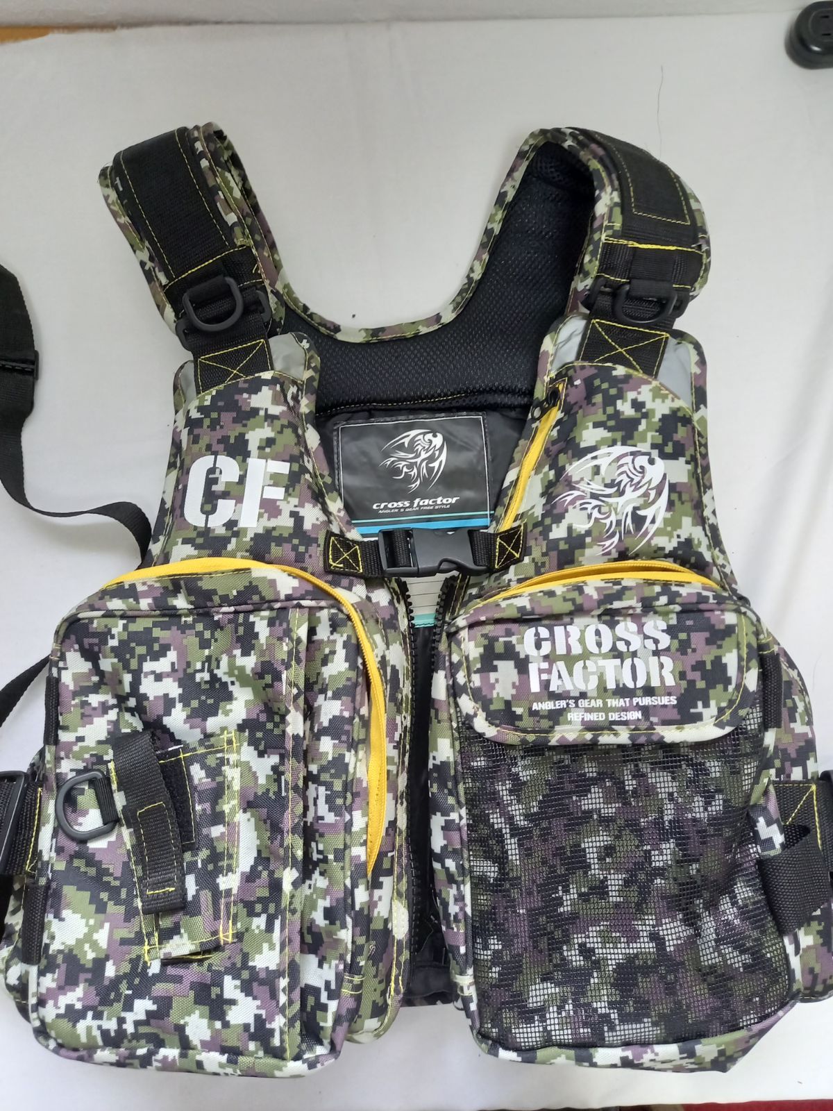 Cross Factor 迷彩ライフジャケット 美品】CROSS FACTOR フローティングベスト ライフジャケット 迷彩柄