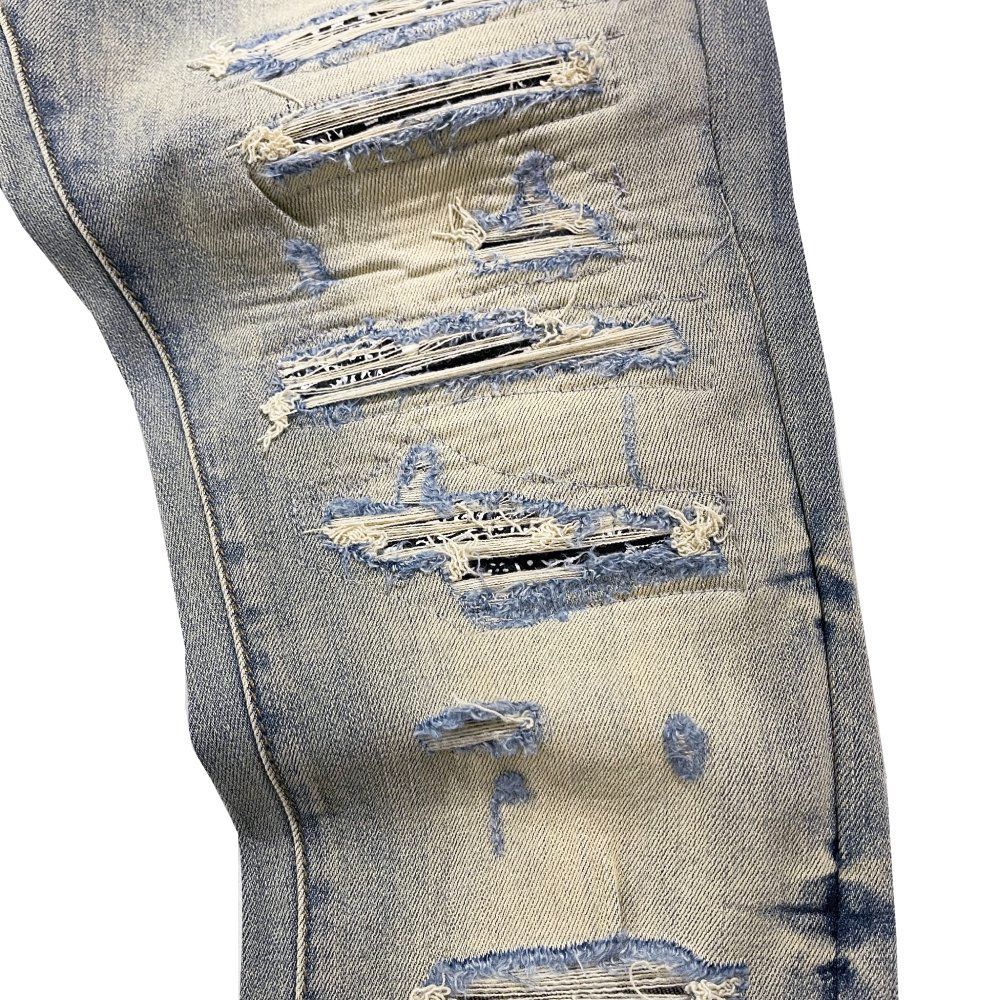 mnml X165 PAISLEY クラッシュ リペア スキニー デニム 送料無料】mnml X165 PAISLEY クラッシュ リペア スキニー