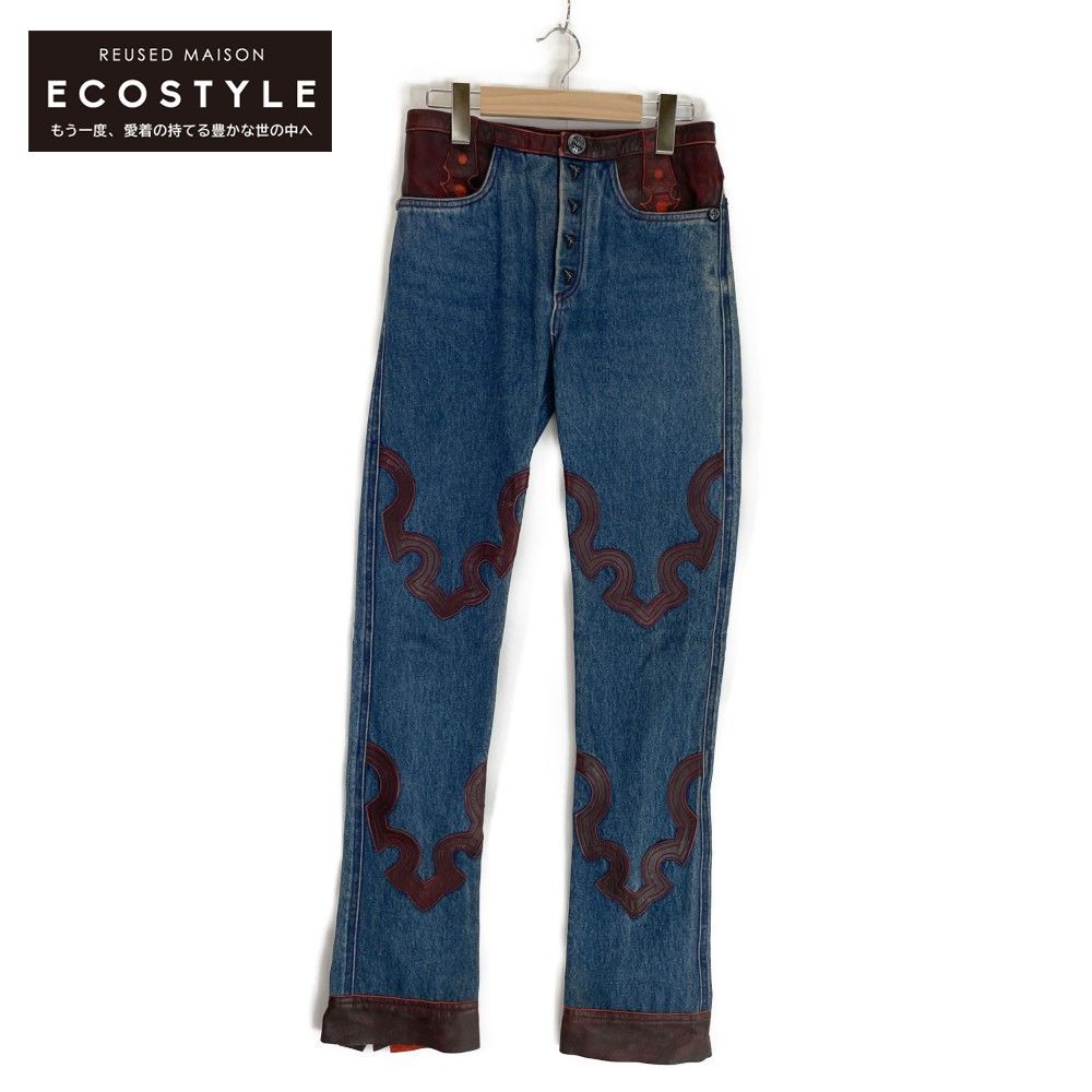 skkin usa スキン インディゴ USA製 925 デニム×レザーパンツ S - メルカリ 