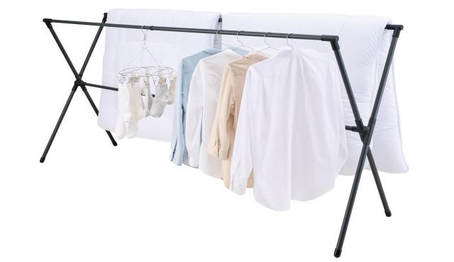 天馬 洗濯物干し 屋外 布団干し 伸縮式布団4枚干しX型 簡単組立 サビにくい 物干しスタンド ベランダ 室内物干し 折りたたみ ブラック サイズ 幅137-238×奥行62×高さ115cm PSBK-12
