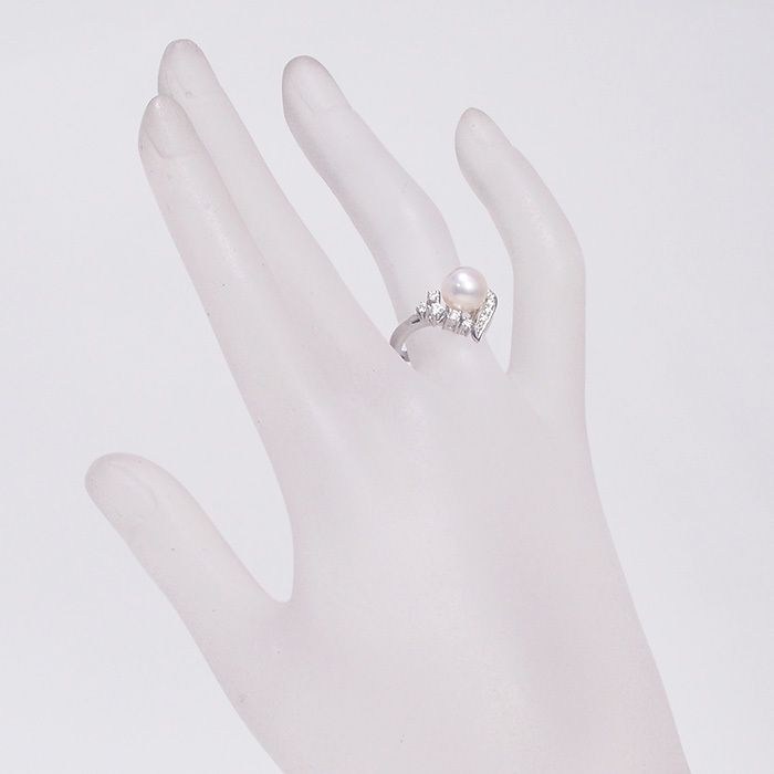タサキ TASAKI パール/8mm ダイヤ/0.2ct リング Pt900 タサキ TASAKI パール/8mm ダイヤモンド/0.2ct デザイン リング