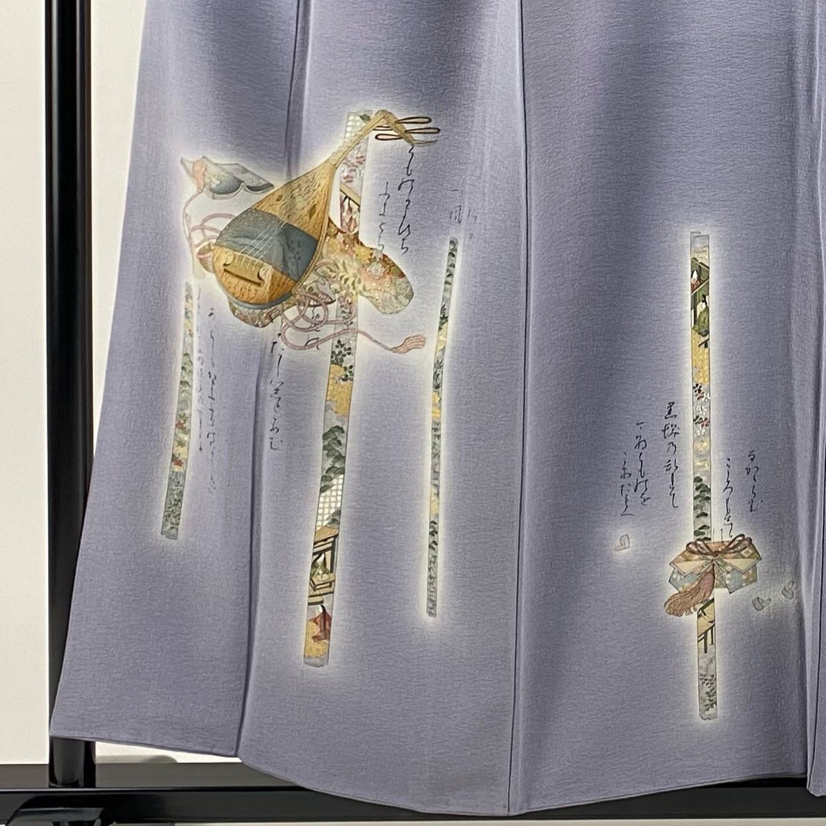 付下げ 身丈158.5cm 裄丈64cm M 袷 樽本伊勢蔵 落款 琵琶 文字文 金銀  