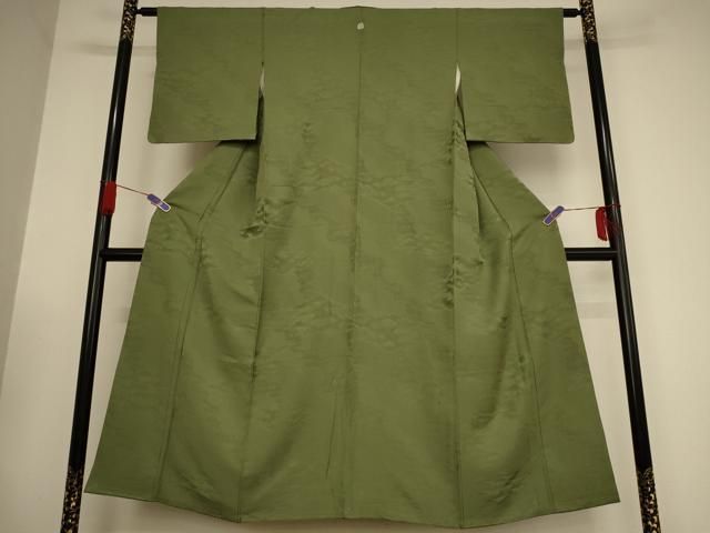 平和屋着物○上質な色無地 竹地紋 甘草色 正絹 逸品 AAAY0133zg