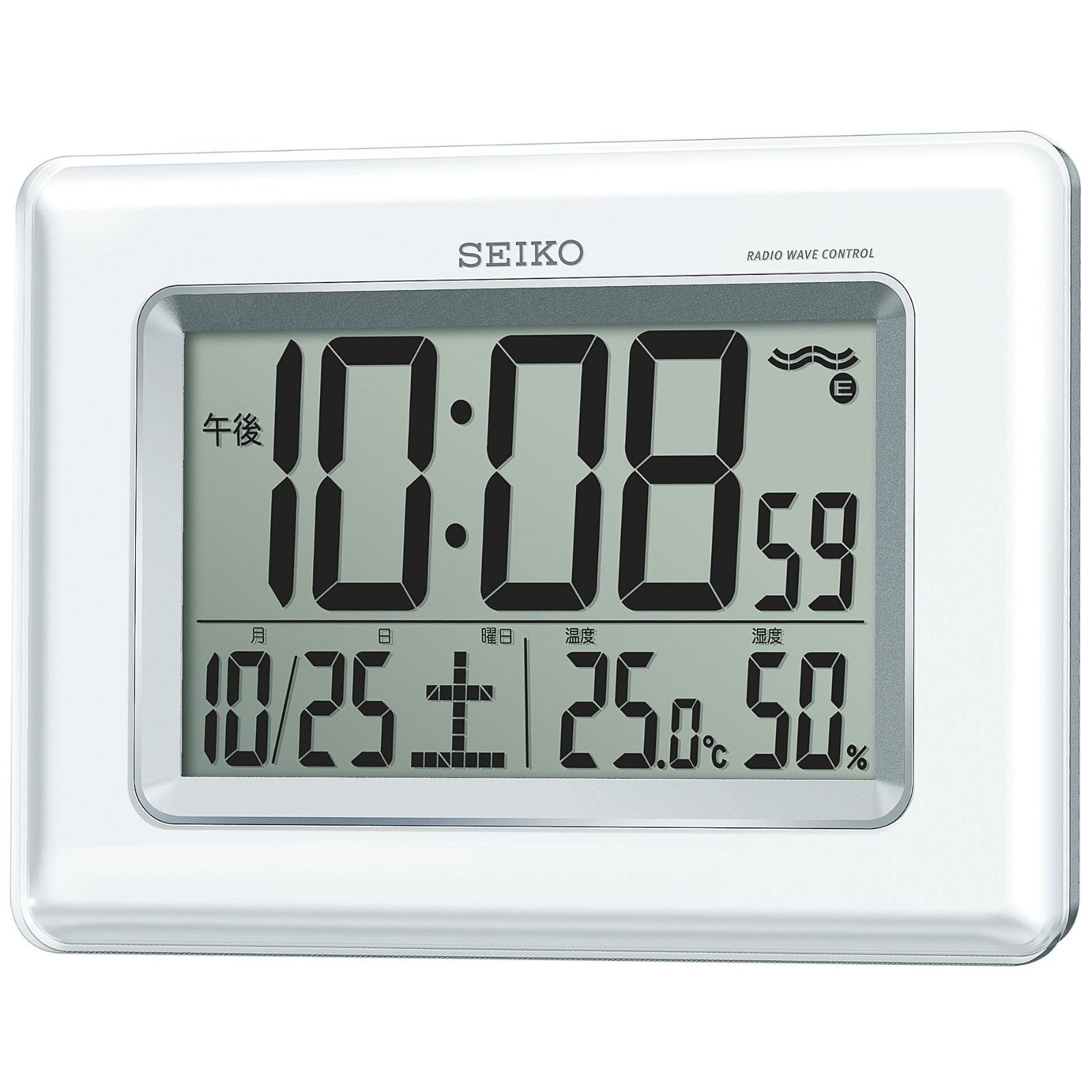 SEIKO デジタル掛時計 温度湿度表示 24時間以内発送】パール 白 表示 湿度 SQ424W 温度 カレンダー