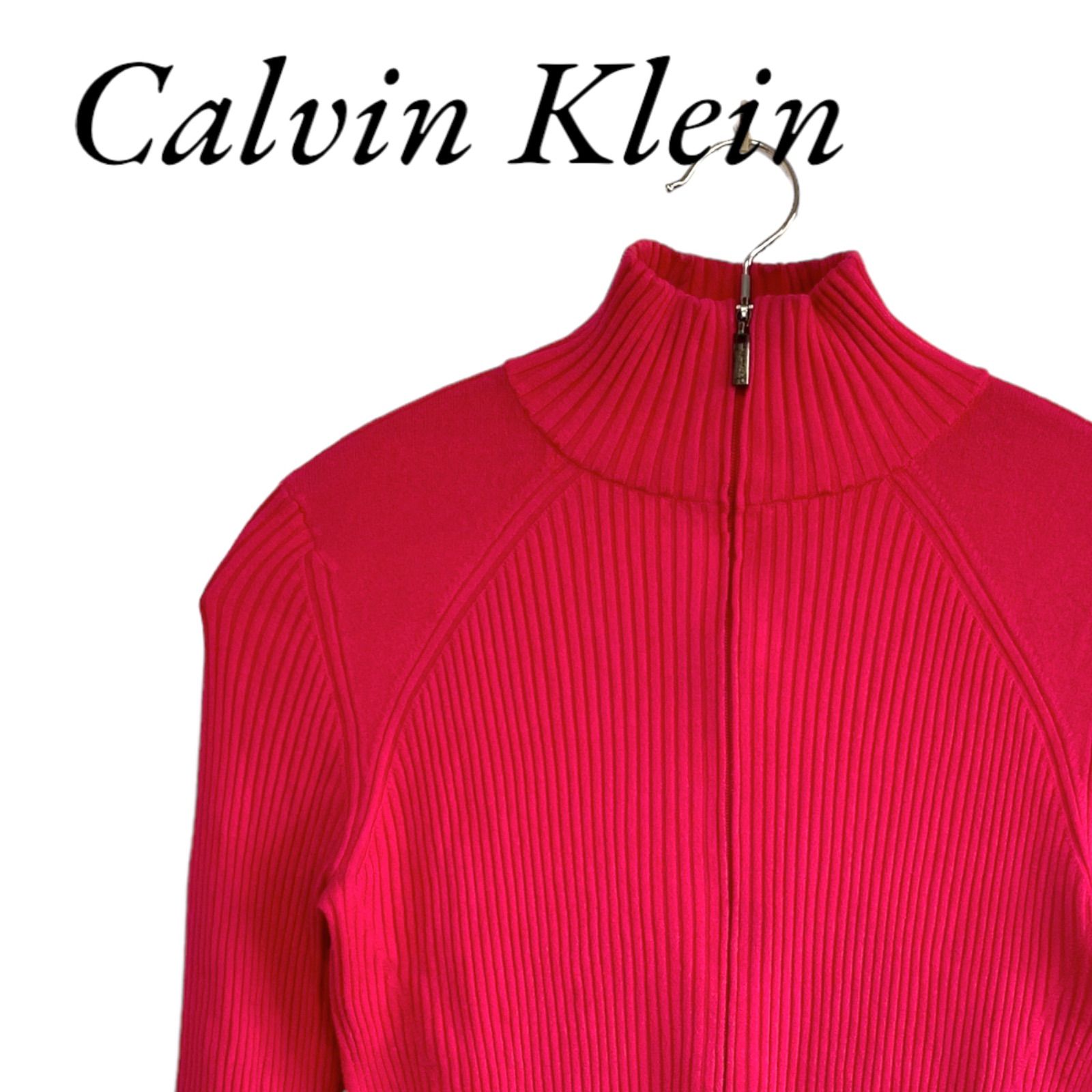 Calvin Klein カルバンクライン 長袖 ジップアップブルゾン ニット 