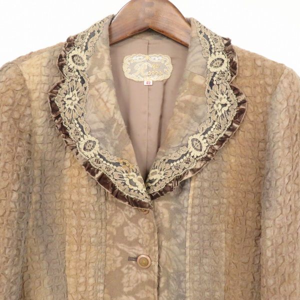 import Rossa 花柄レースジャケット anc インポートロッサ import Rossa ジャケット 42 茶系 レース 花柄