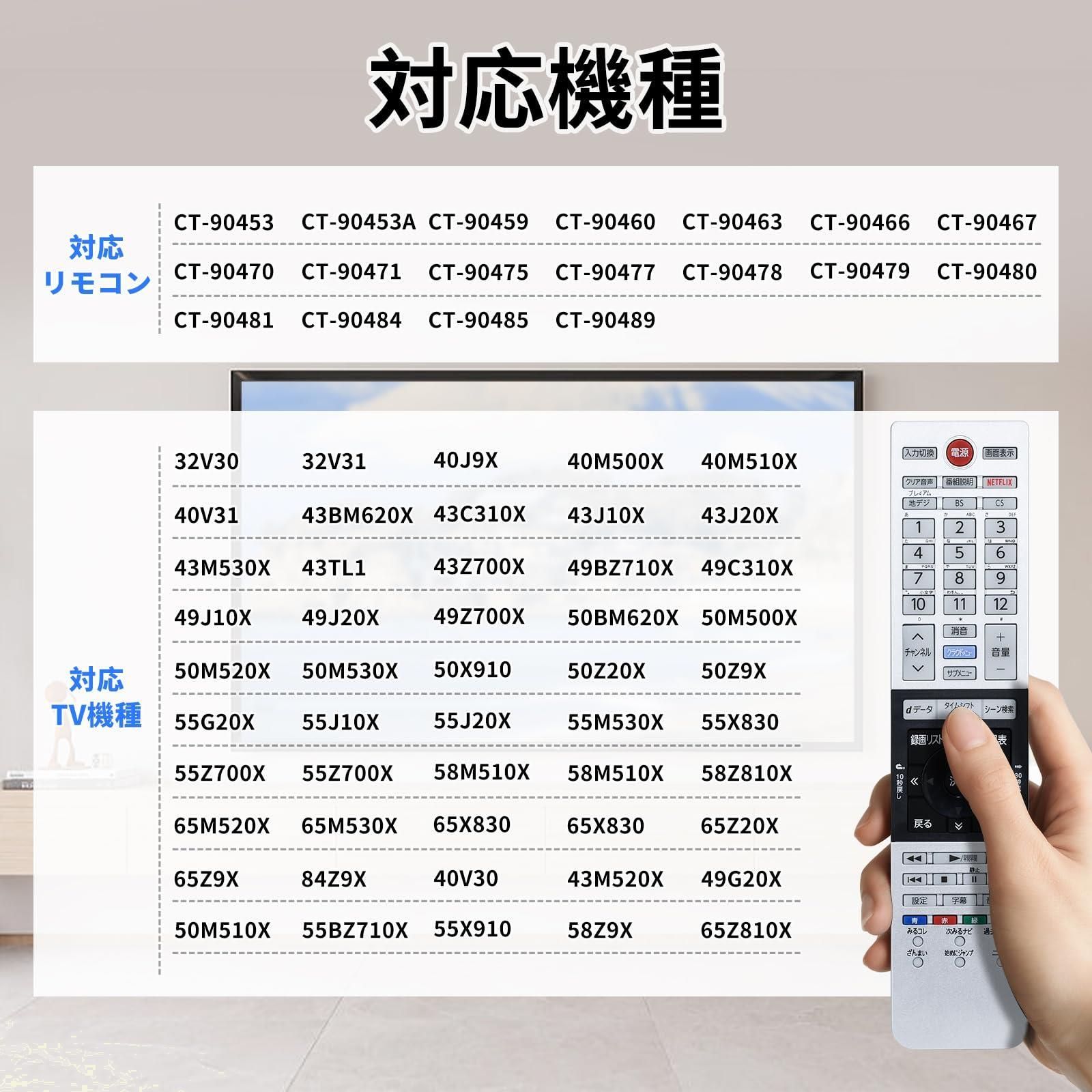 Toshibaレグザ交換用 TVリモコン 設定不要 文字が大きい 人間工学設計