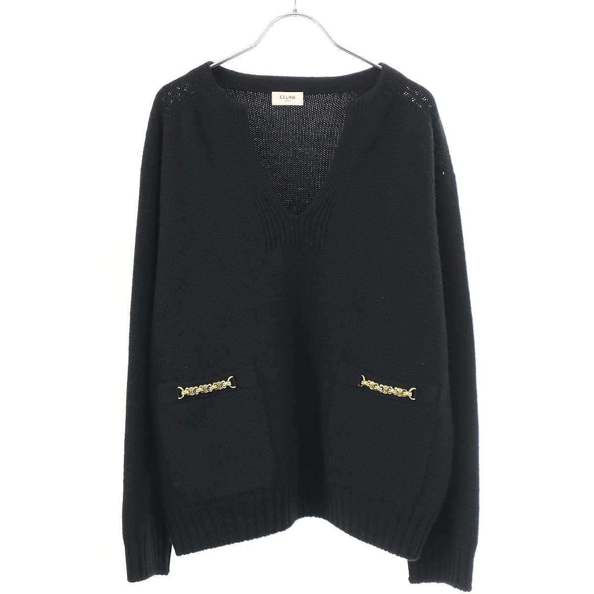 CELINE セリーヌ トリオンフチャーム カシミヤニットセーター 2A51R384D ブラック M