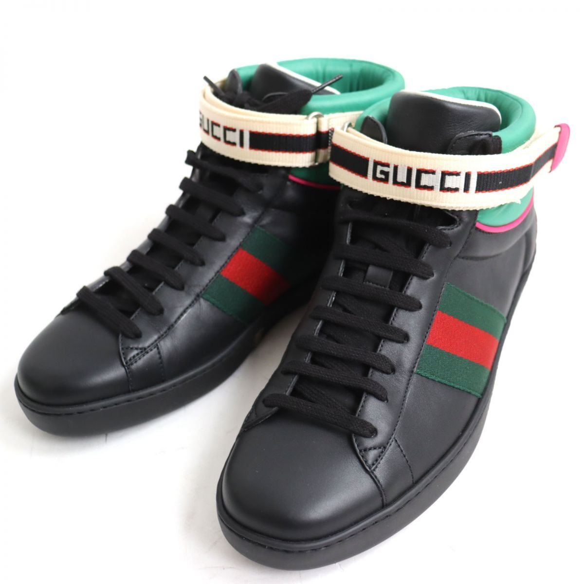 極美品◇GUCCI グッチ 523472 ウェブライン エースストライプ レザー