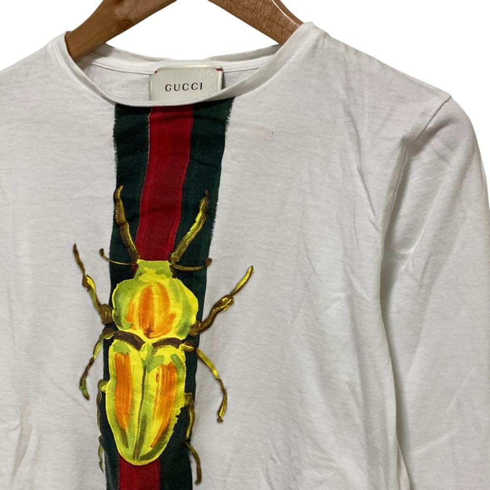 GUCCI グッチ ウェブライン プリント 長袖 Tシャツ サイズ12 ホワイト キッズ 古着