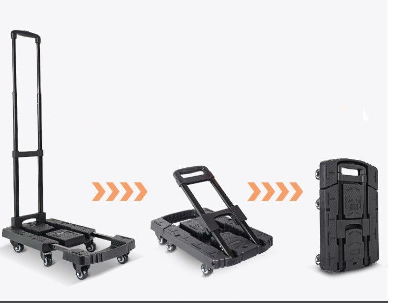 折りたたみ式小型推車手引き車手荷物車平板車1.5インチ黒い色