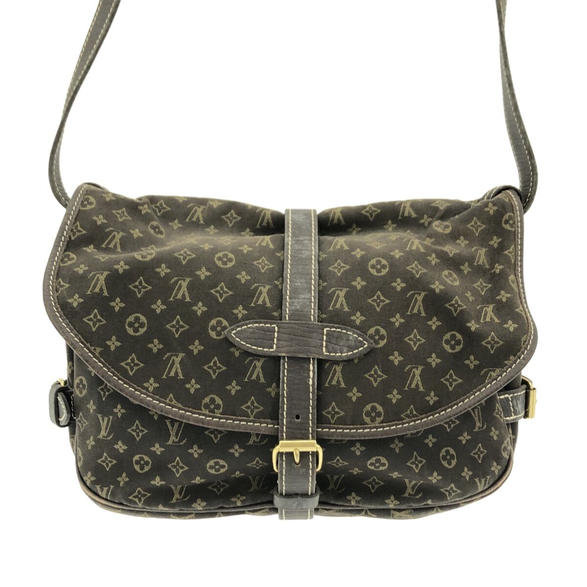 LOUIS VUITTON(ルイヴィトン) ショルダーバッグ モノグラムミニラン ソミュール M95227 エベヌ コットン、リネン、グレインレザー  - メルカリ