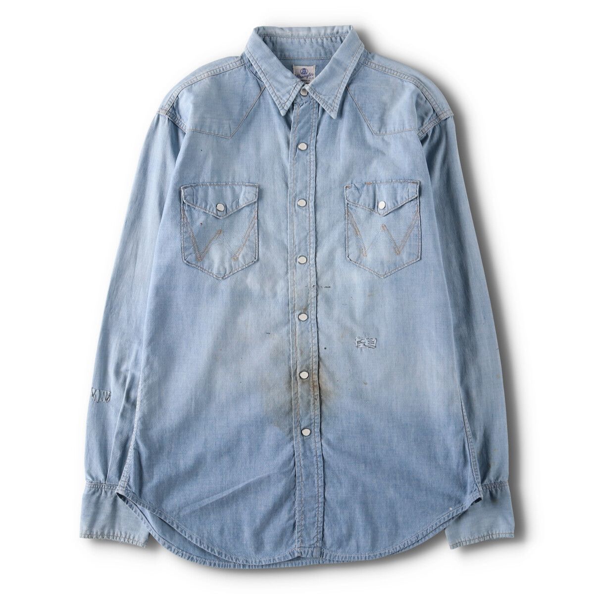 古着 50年代 ラングラー Wrangler BLUE BELL 長袖 ウエスタン シャンブレーシャツ メンズL相当 ヴィンテージ/evb006484
