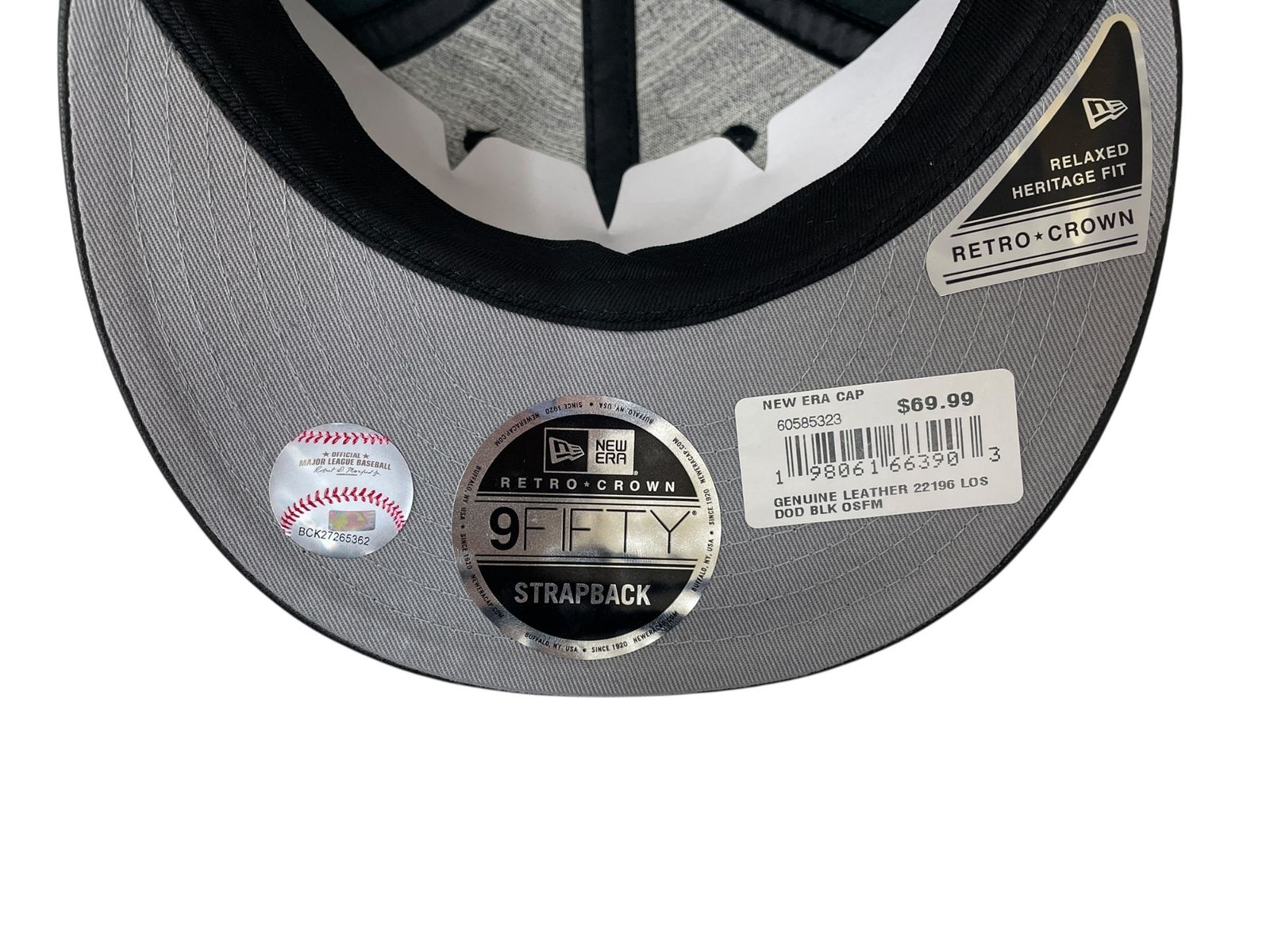 NEWERA ニューエラ レザーキャップ LEATHER CAP 本革 MLB ロサンゼルスドジャース F ブラック メンズ 049