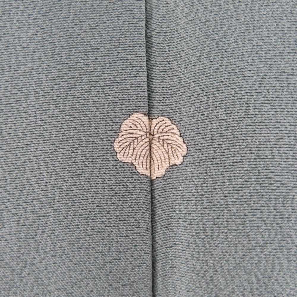 色無地 袷 グリーンブルー 一つ紋 蔦紋 正絹 広衿 仕立て上がり着物 身丈168cm【中古】 【キモノオフ野々市若松店】 色無地 袷 グリーンブルー 一つ紋 蔦紋 正絹 広衿 仕立て上がり着物