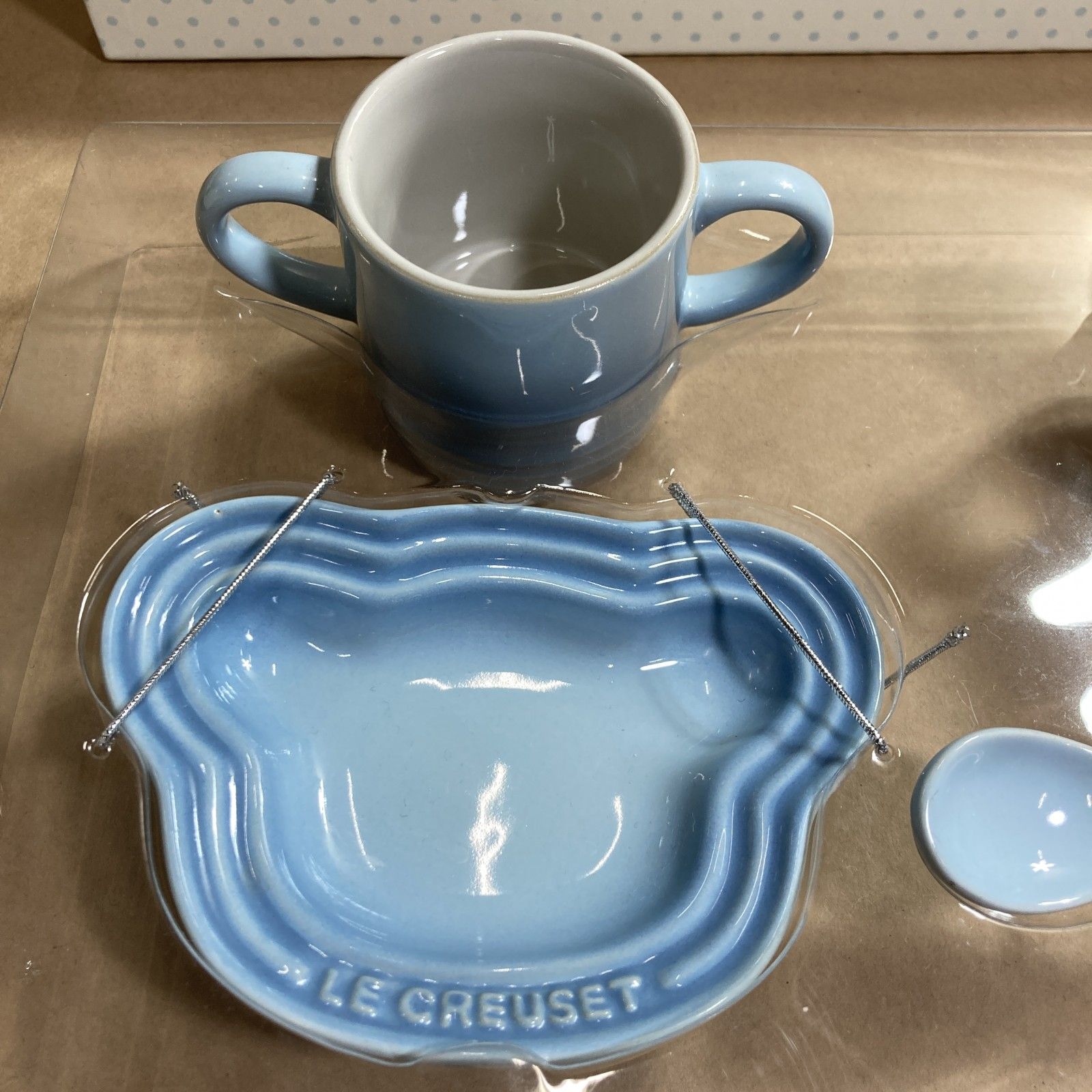 【未使用】ル・クルーゼ セット お食い初め 離乳食 ブルー 7点セット ☆ LE CREUSET ルクルーゼ 箱入り 離乳食 ベビー食器 7点 セット
