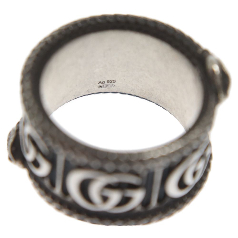 GUCCI シルバー925 GGロゴリング　ダブルgリング　スネークリング GUCCI グッチ スネーク×ダブルGロゴリングシルバー AG925指輪 約12.5号