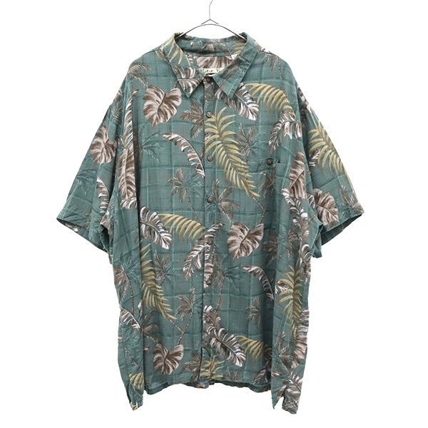 バティックベイ 総柄 レーヨン アロハシャツ XXL グリーン BatikBay 半袖 レギュラーカラー ビッグサイズ メンズ 【中古】  【230813】