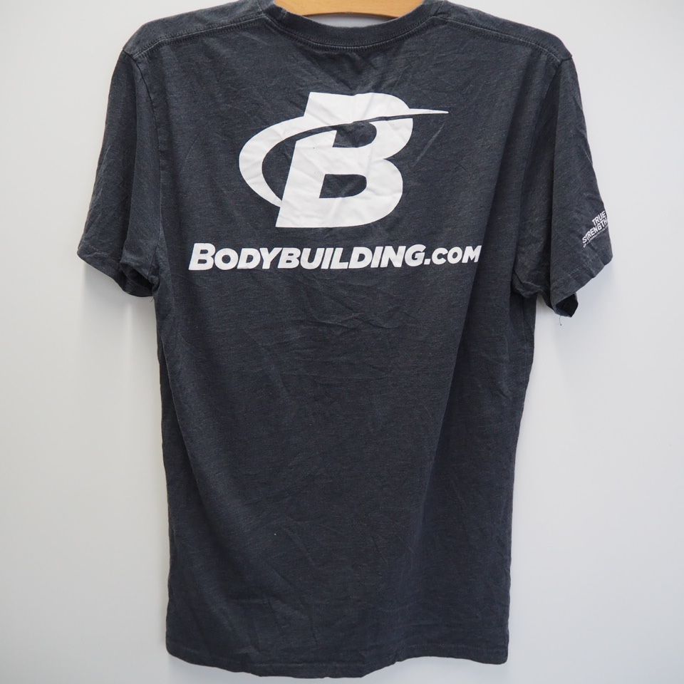 (アメリカ古着) "BODYBUILDING.COM" フィットネスサポートメーカーロゴ Tシャツ
