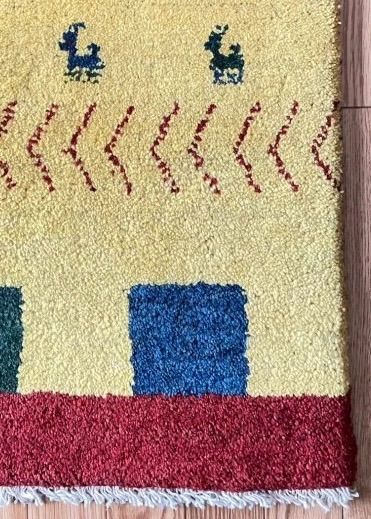 ペルシャ絨毯ギャッベ 玄関マット 手織り絨毯 カシュガイ産手織り