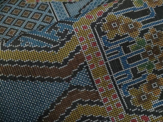 平和屋着物○本場大島紬 7マルキ 亀甲吉祥浜松花文 正絹 逸品 CAAS7555yc