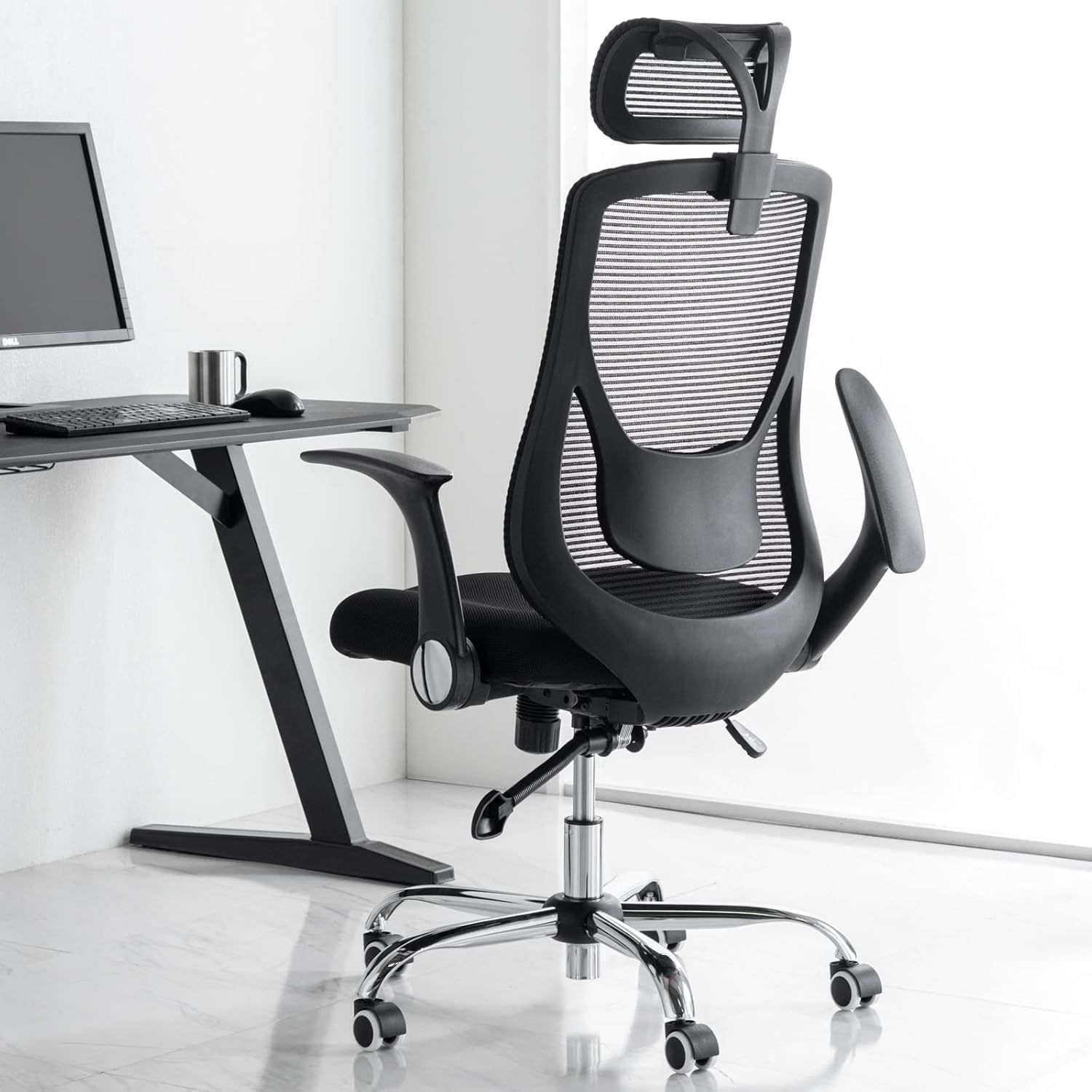 跳ね上げ式アーム オフィスチェア ランバーサポート ハイバッ