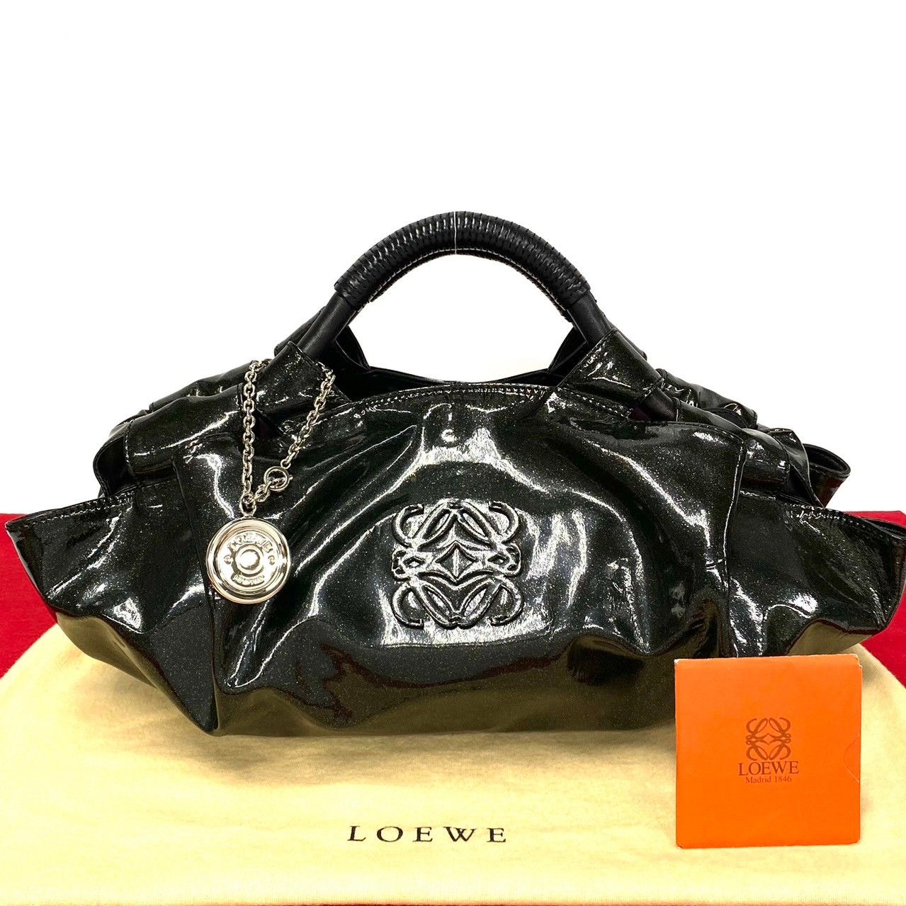 極 美品 保存袋付 LOEWE ロエベ ナッパアイレ アナグラム ロゴ 