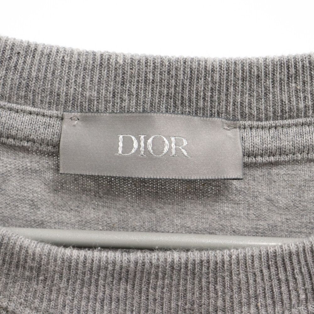 DIOR (ディオール) 21SS ペイント加工 ロゴ刺繍 半袖Tシャツ カットソー グレー 183J686A0554