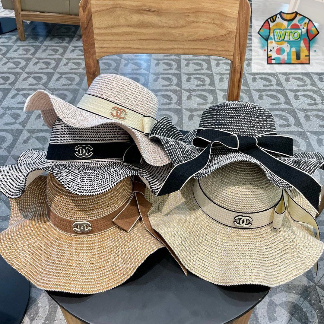 シャネル（Chanel）フリル パールデザイン 大きなつばの