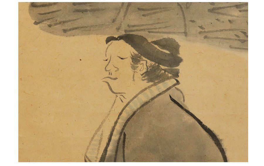 源・M》公卿・岩倉具慶 画「大原女図」千種有文 讃句添/箱付