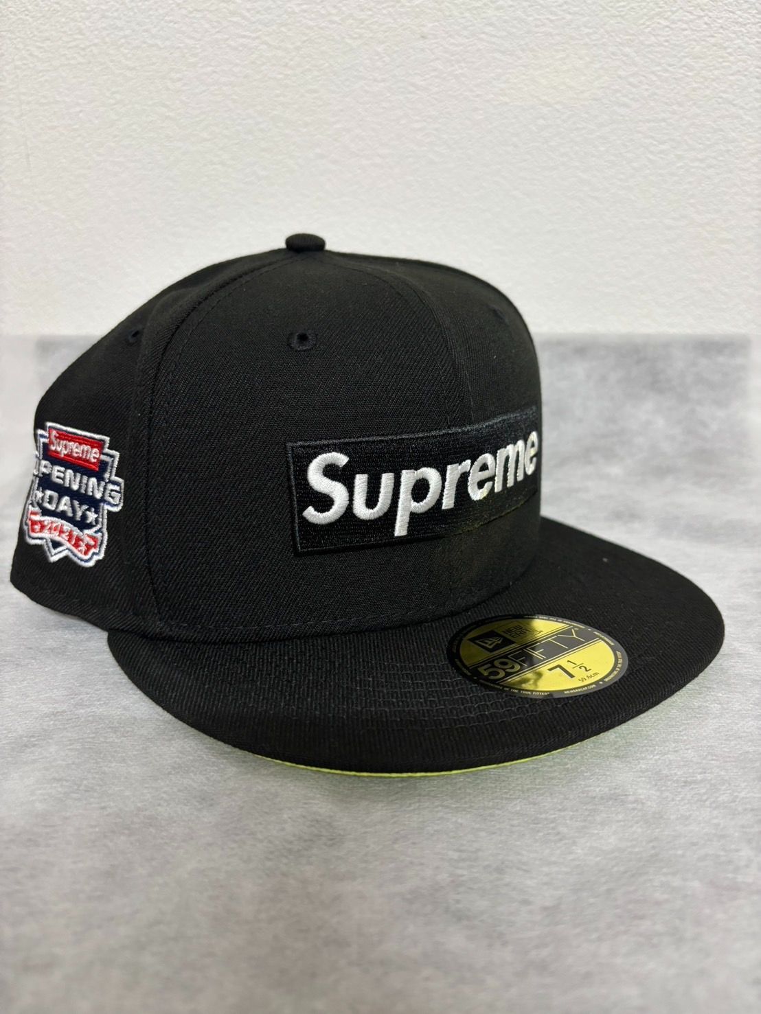 Supreme NEW ERA No Comp Box Logo シュプリーム ニューエラ コラボ ボックスロゴ パッチ 刺繍 ワッペン 黒 ブラック 帽子 ベースボール キャップ 小物 メンズ レディース 7 1|2 59.6cm タグ付き