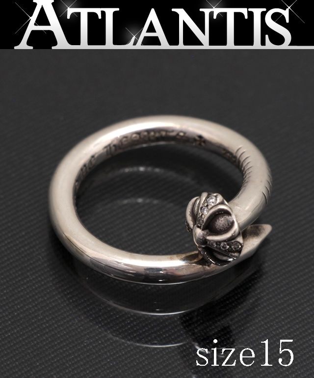 CHROME HEARTS 銀座店 クロムハーツ クロスボール ネイル パヴェダイヤ リング 指輪 シルバー SV925 約15号 98909