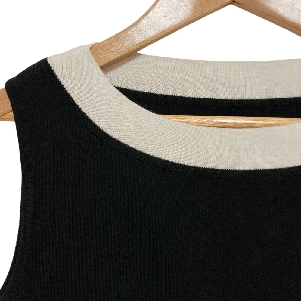 FOXEY フォクシー Monochrome ノースリーブニットトップス カットソー 39709 サイズ38 ブラック レディース 古着