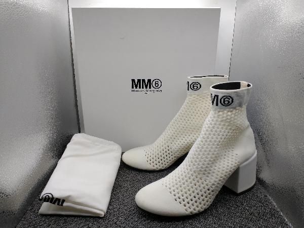 箱 保存袋付き Maison Margiela メゾン マルジェラ mesh sock boots メッシュ ソック ブーツ S40WU0176 サイズ37 アイボリー 白系