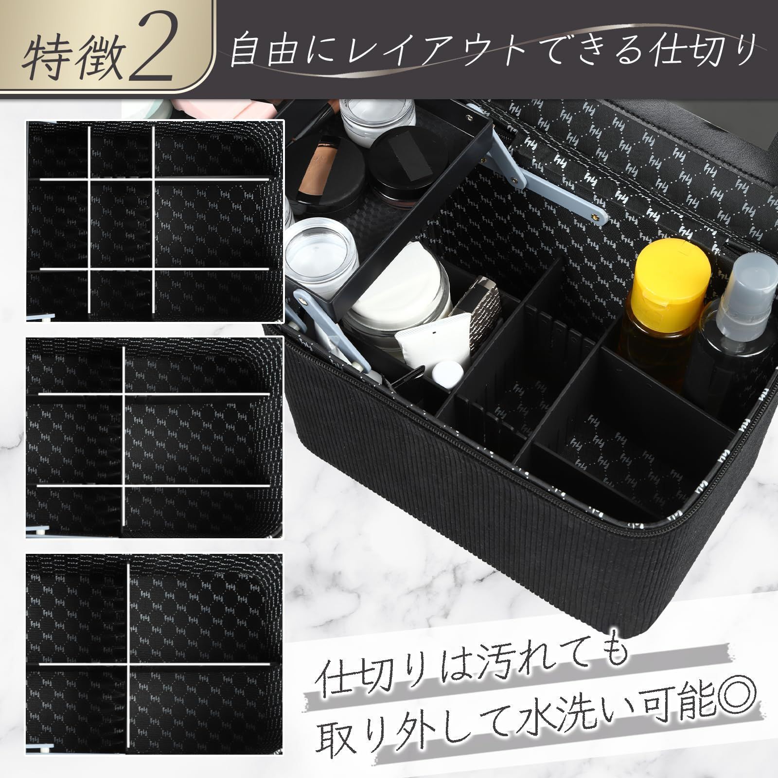 新品 【プロメイク講師監修】メイクボックス コスメボックス 大容量