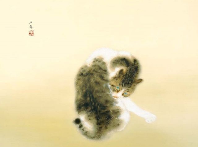 種類1：f4 額絵 竹内栖鳳 班猫 f8・f6・f4サイズ 日本の名画